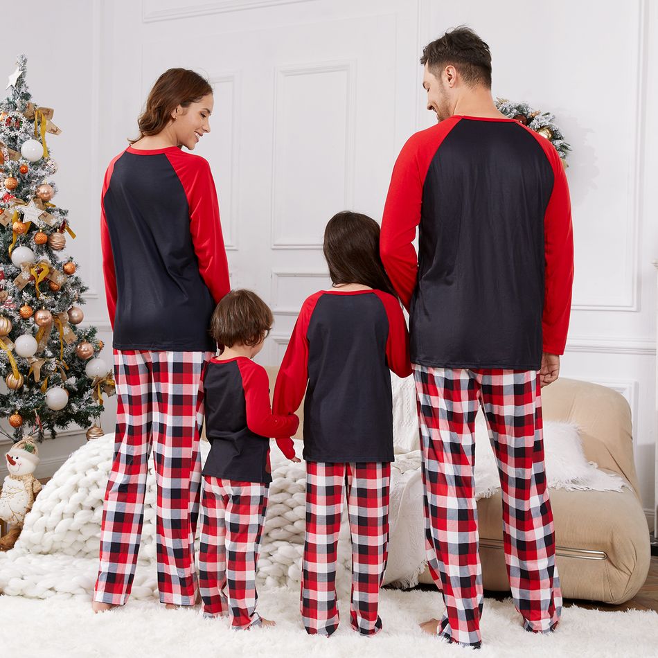 Christmas Cartoon Santa and Letter Print Red Family Matching Long-sleeve Pajamas Sets (Flame Resistant) Red big image 3