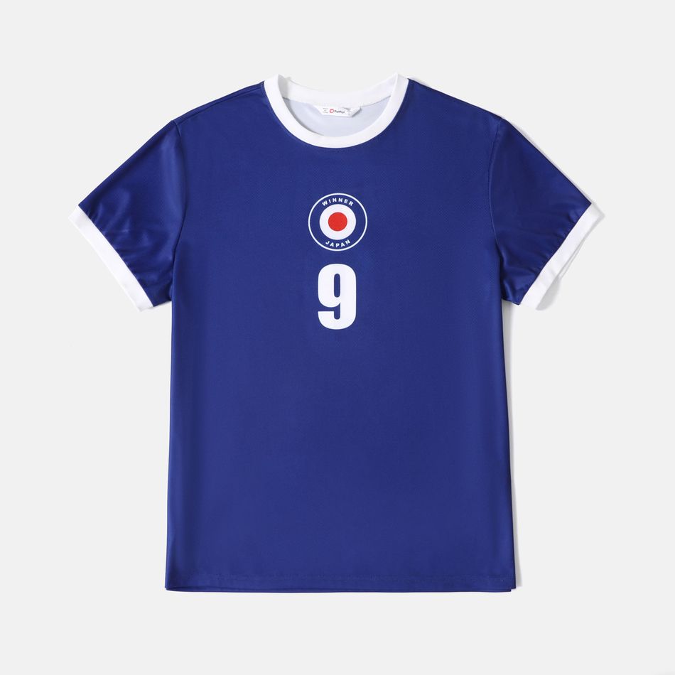 Family Matching Dark Blue Short-sleeve Graphic Football T-shirts (Japan) Tibetanblue big image 3