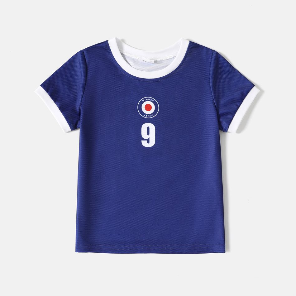 Family Matching Dark Blue Short-sleeve Graphic Football T-shirts (Japan) Tibetanblue big image 5