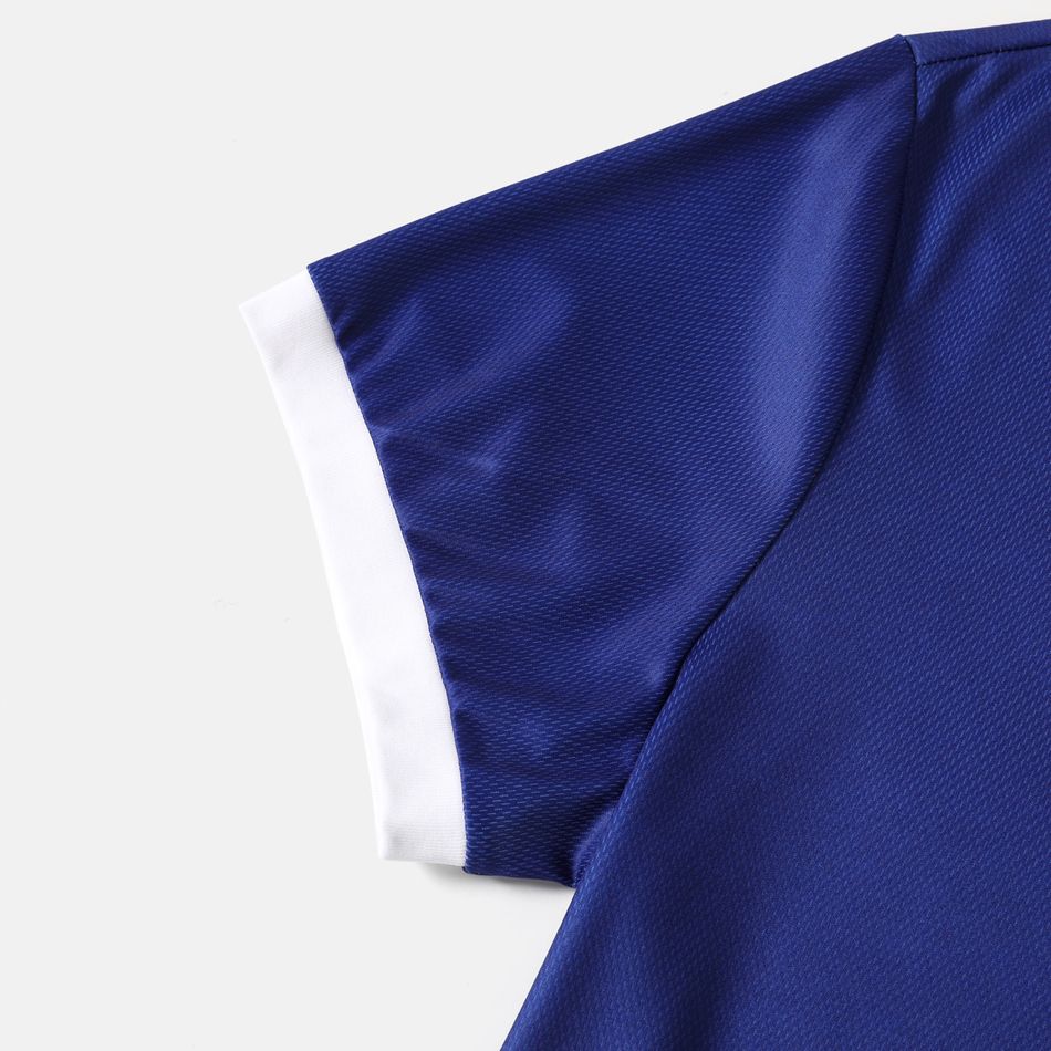 Family Matching Dark Blue Short-sleeve Graphic Football T-shirts (Japan) Tibetanblue big image 9