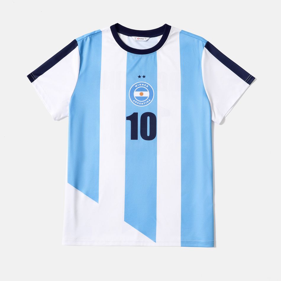 Family Matching Short-sleeve Graphic Blue Soccer T-shirts (Argentina) Blue big image 7