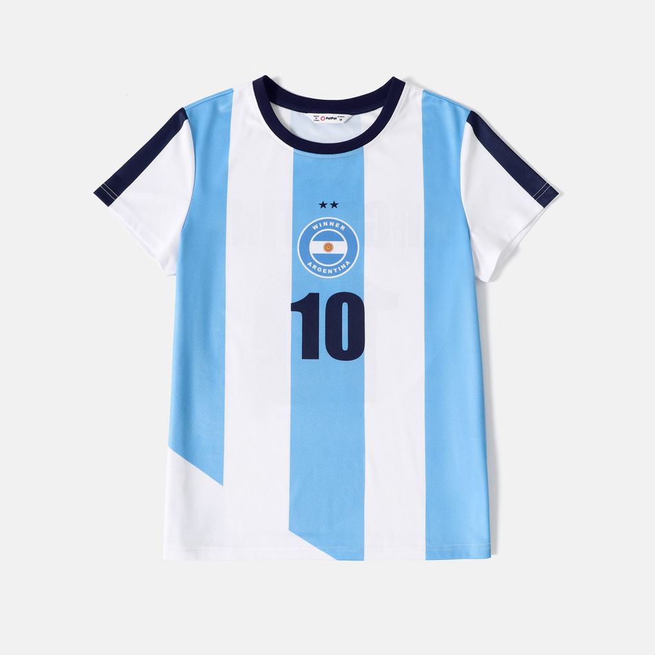 Family Matching Short-sleeve Graphic Blue Soccer T-shirts (Argentina) Blue big image 8