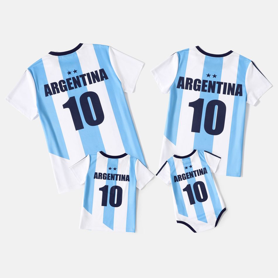 Family Matching Short-sleeve Graphic Blue Soccer T-shirts (Argentina) Blue big image 2