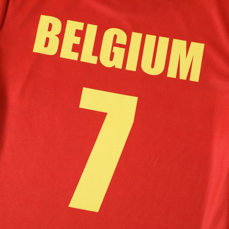 Family Matching Red Short-sleeve Graphic Soccer T-shirts (Belgium) Red big image 9