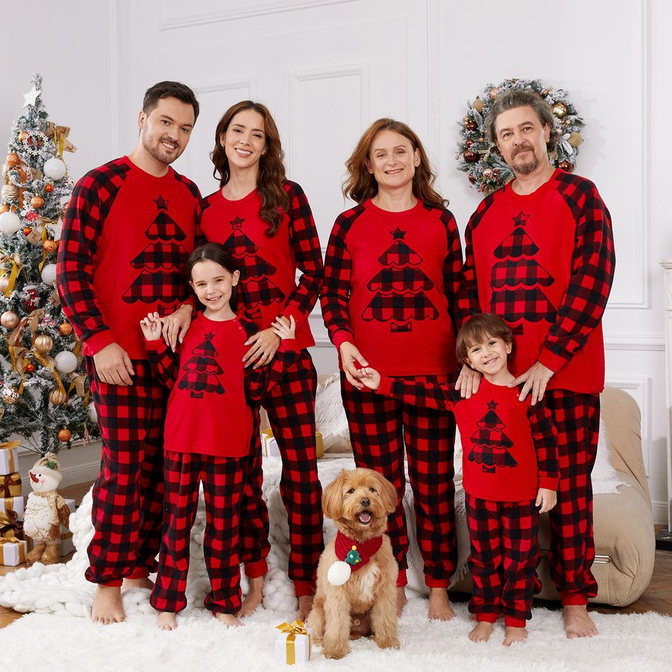 Weihnachten Familien-Looks Langärmelig Familien-Outfits Pyjamas (Flame Resistant) rot schwarz big image 2