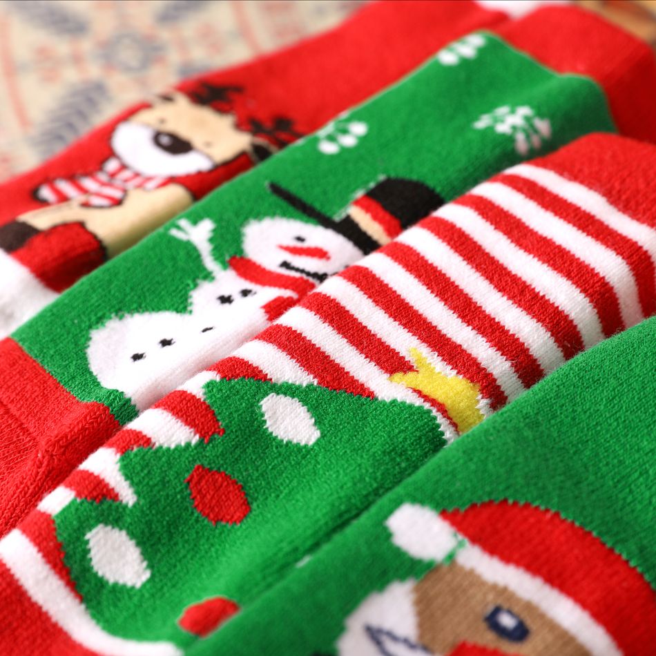 4-pairs Baby / Toddler Christmas Thermal Crew Socks Red big image 2