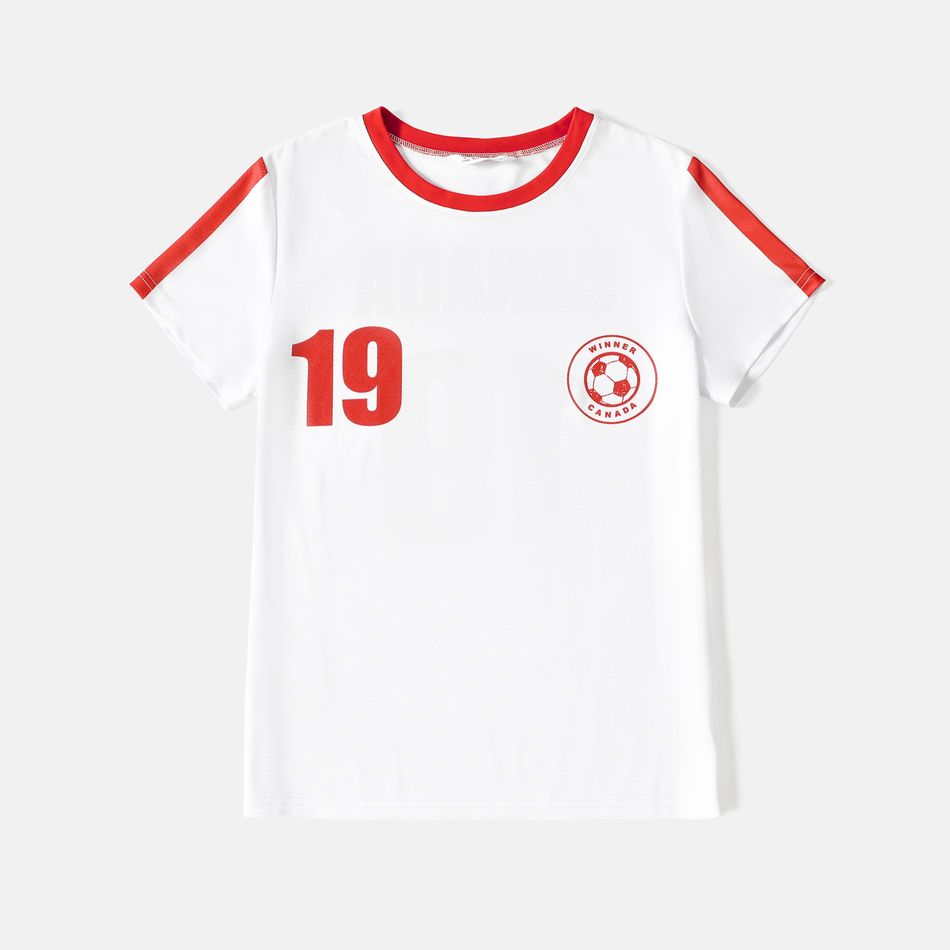Family Matching White Short-sleeve Graphic Football T-shirts (Canada) White big image 3