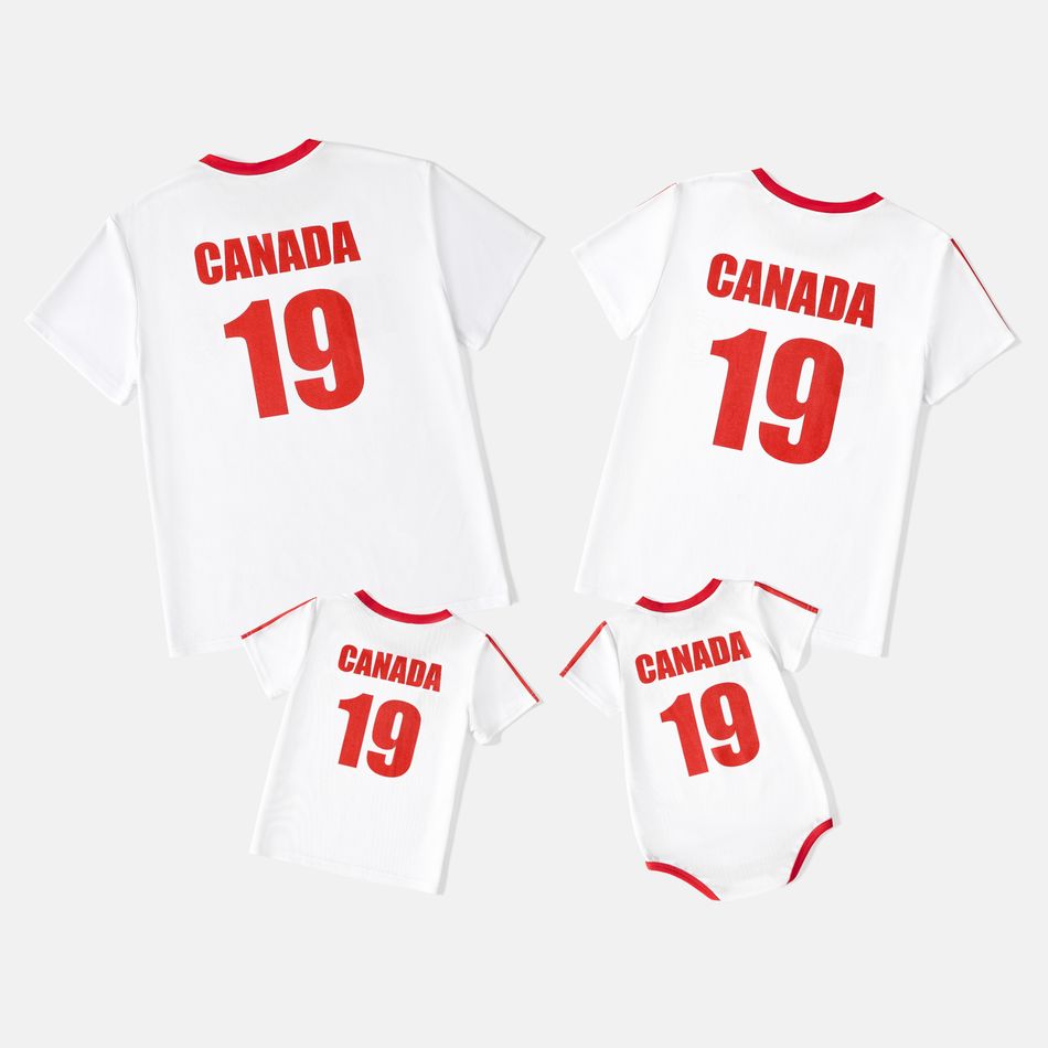 Family Matching White Short-sleeve Graphic Football T-shirts (Canada) White big image 2