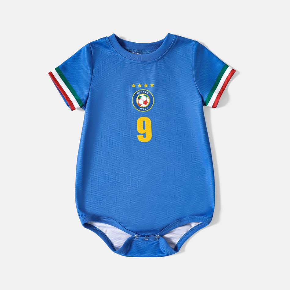 Family Matching Blue Short-sleeve Graphic Football T-shirts (Italy) Blue big image 6