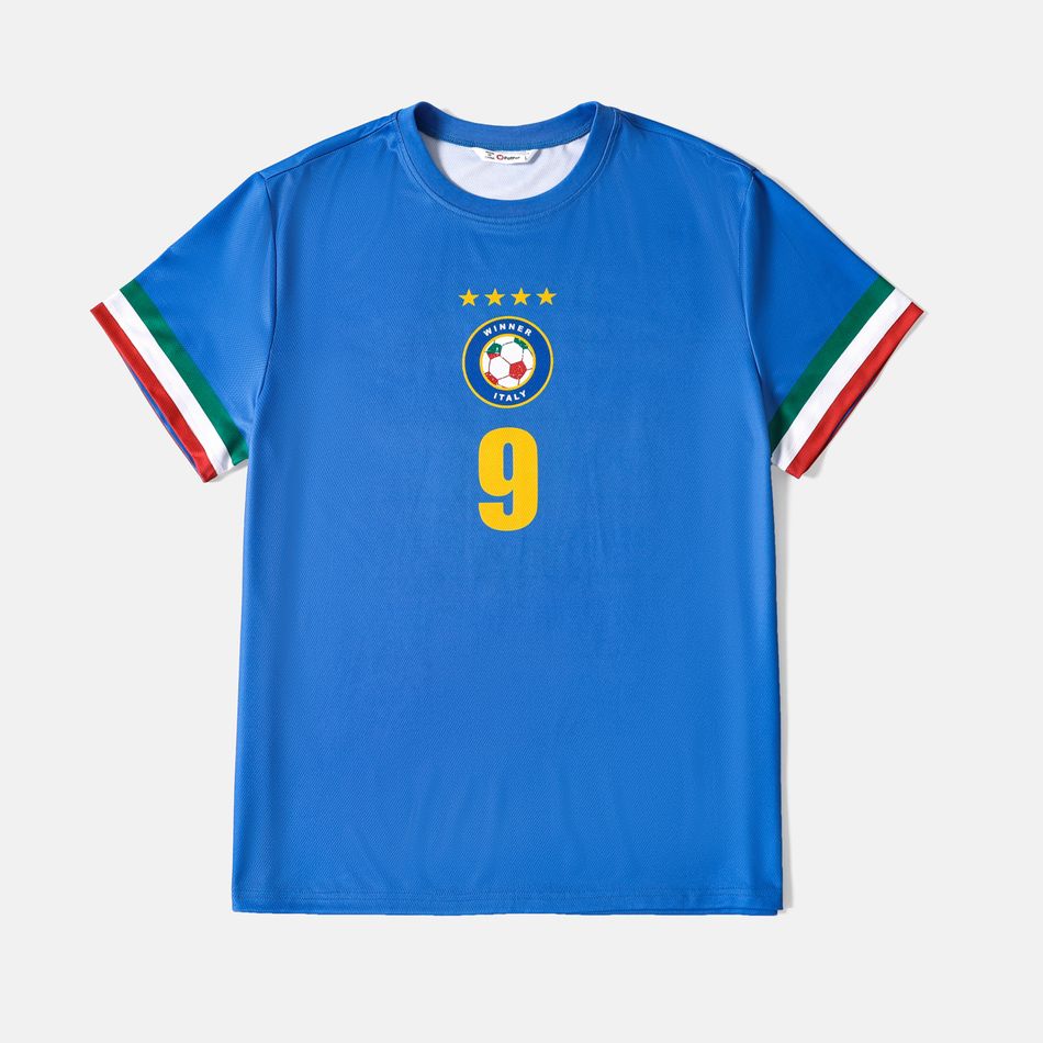 Family Matching Blue Short-sleeve Graphic Football T-shirts (Italy) Blue big image 3
