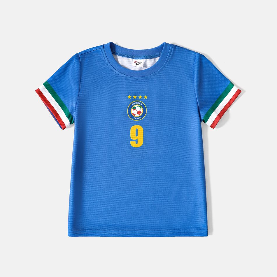Family Matching Blue Short-sleeve Graphic Football T-shirts (Italy) Blue big image 5