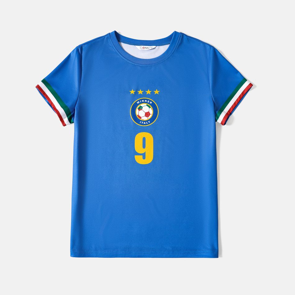Family Matching Blue Short-sleeve Graphic Football T-shirts (Italy) Blue big image 4