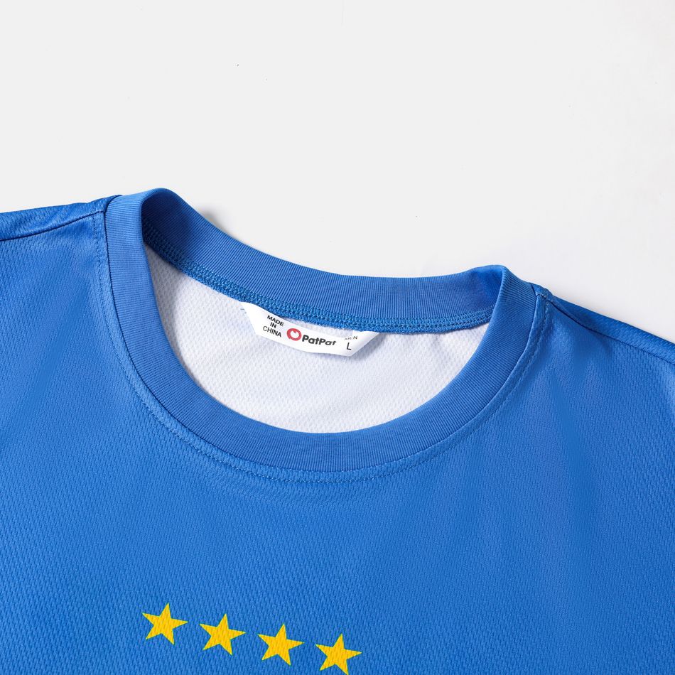 Family Matching Blue Short-sleeve Graphic Football T-shirts (Italy) Blue big image 10
