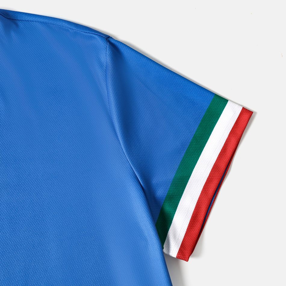 Family Matching Blue Short-sleeve Graphic Football T-shirts (Italy) Blue big image 9