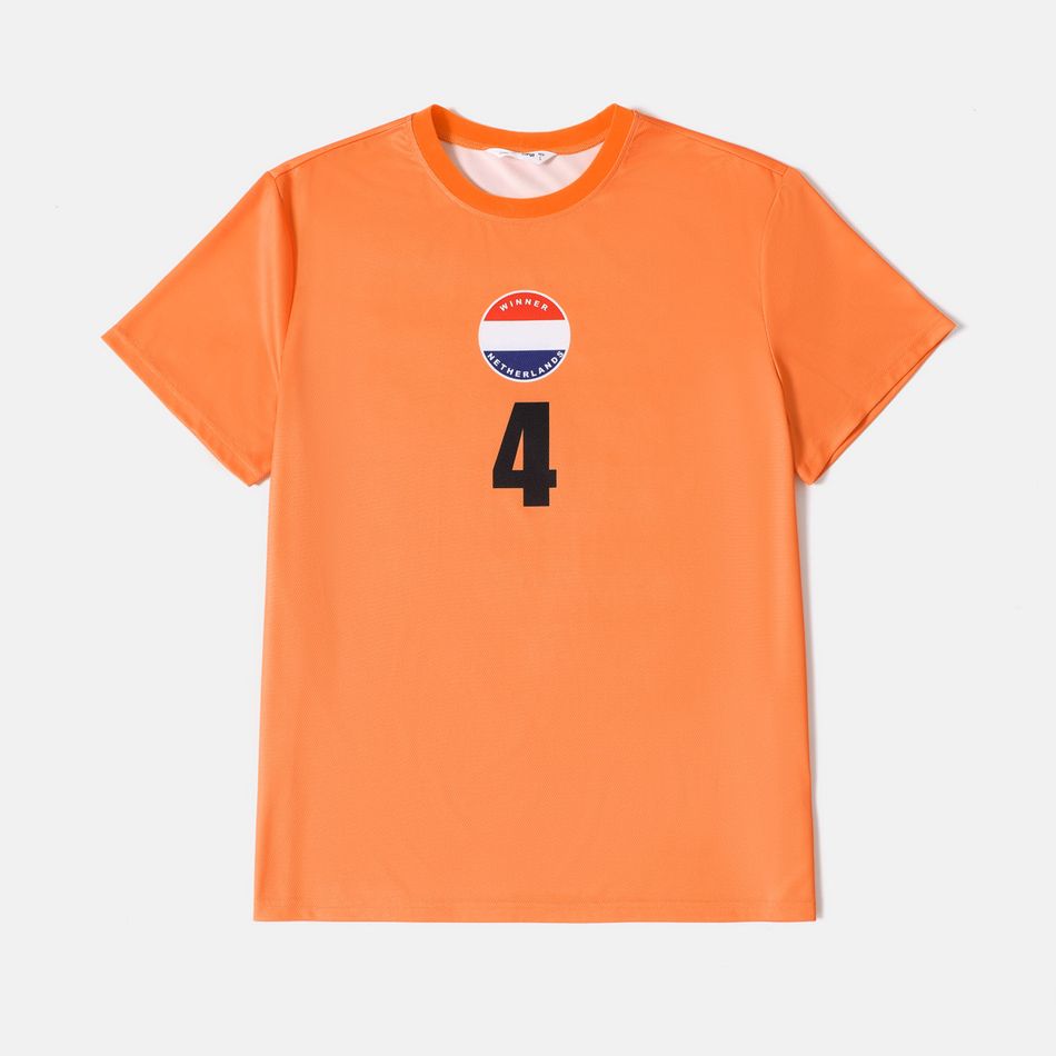 Family Matching Orange Short-sleeve Graphic Football T-shirts (Netherlands) Orange