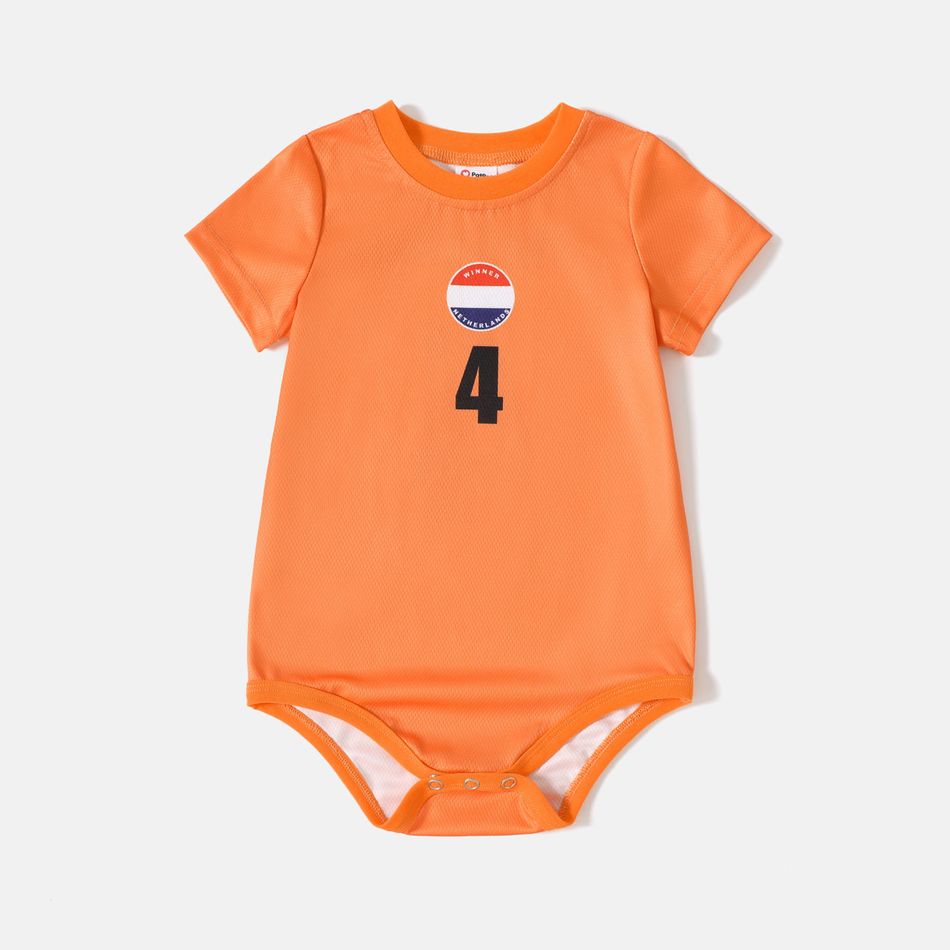 Family Matching Orange Short-sleeve Graphic Football T-shirts (Netherlands) Orange big image 1
