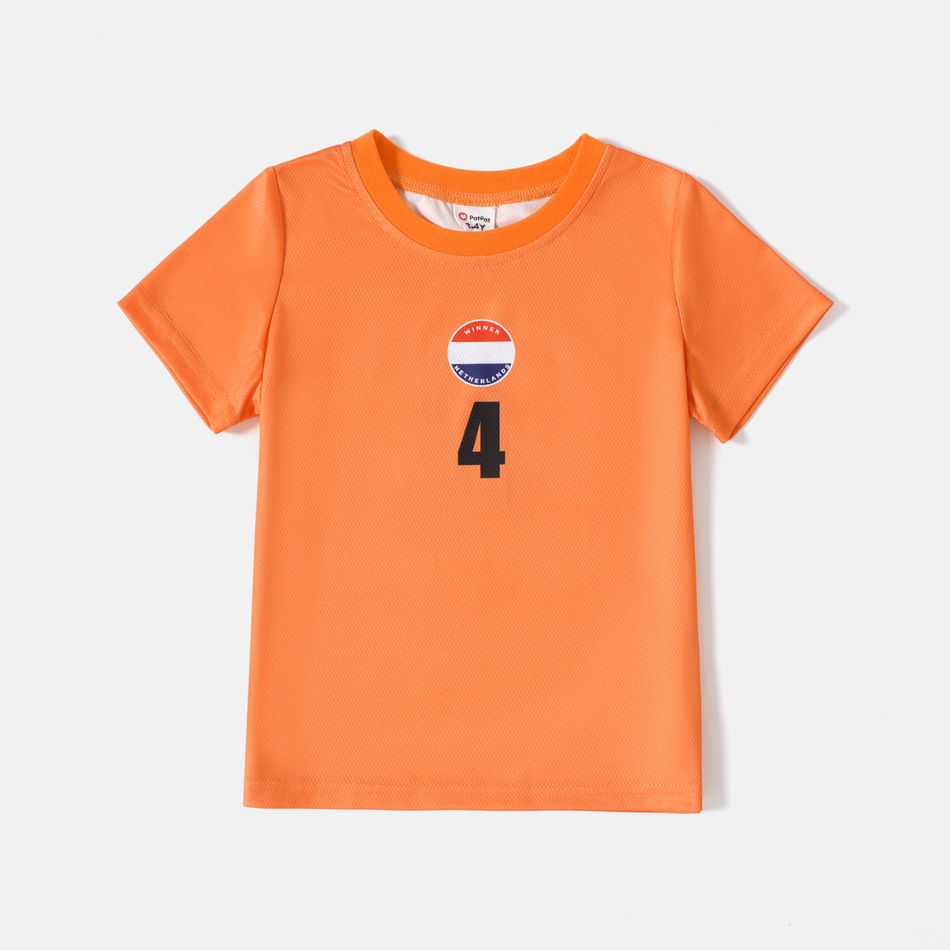 Family Matching Orange Short-sleeve Graphic Football T-shirts (Netherlands) Orange big image 5