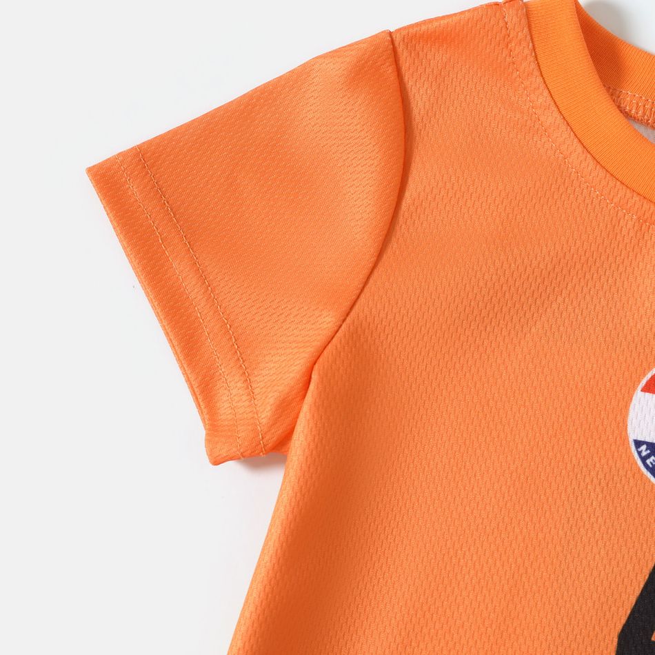 Family Matching Orange Short-sleeve Graphic Football T-shirts (Netherlands) Orange