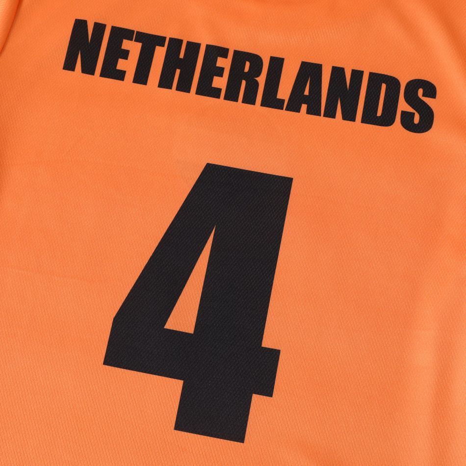 Family Matching Orange Short-sleeve Graphic Soccer T-shirts (Netherlands) Orange big image 7