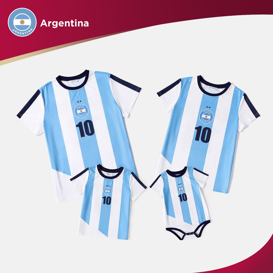 Family Matching Short-sleeve Graphic Blue Football T-shirts (Argentina) Blue big image 6