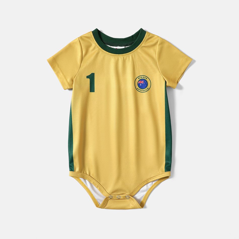 Family Matching Yellow Short-sleeve Graphic Football T-shirts (Australia) Yellow big image 7