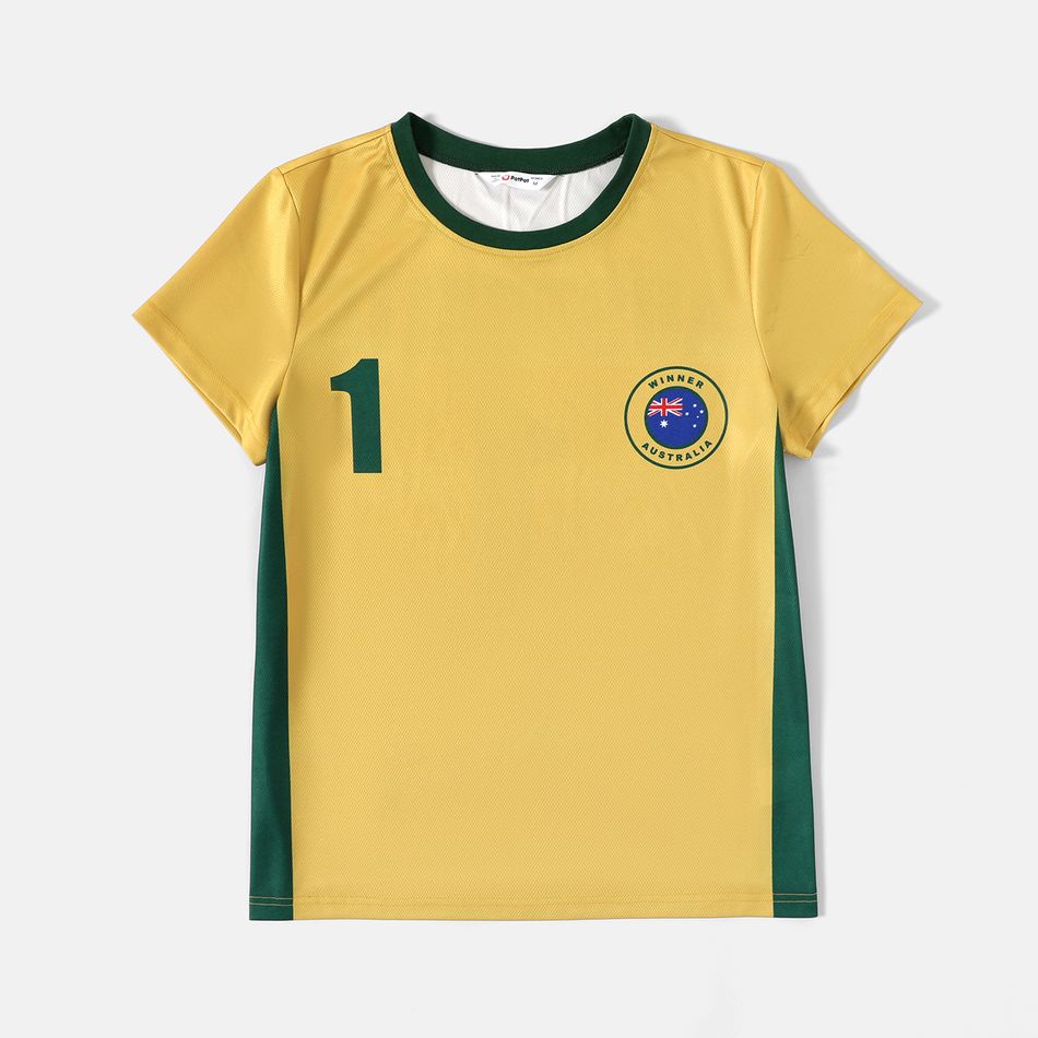 Family Matching Yellow Short-sleeve Graphic Football T-shirts (Australia) Yellow big image 5