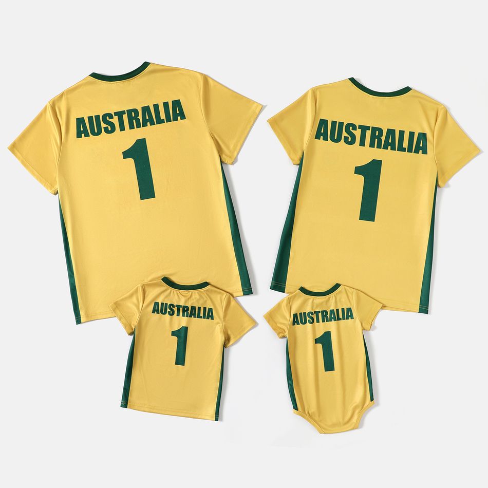 Family Matching Yellow Short-sleeve Graphic Football T-shirts (Australia) Yellow big image 3