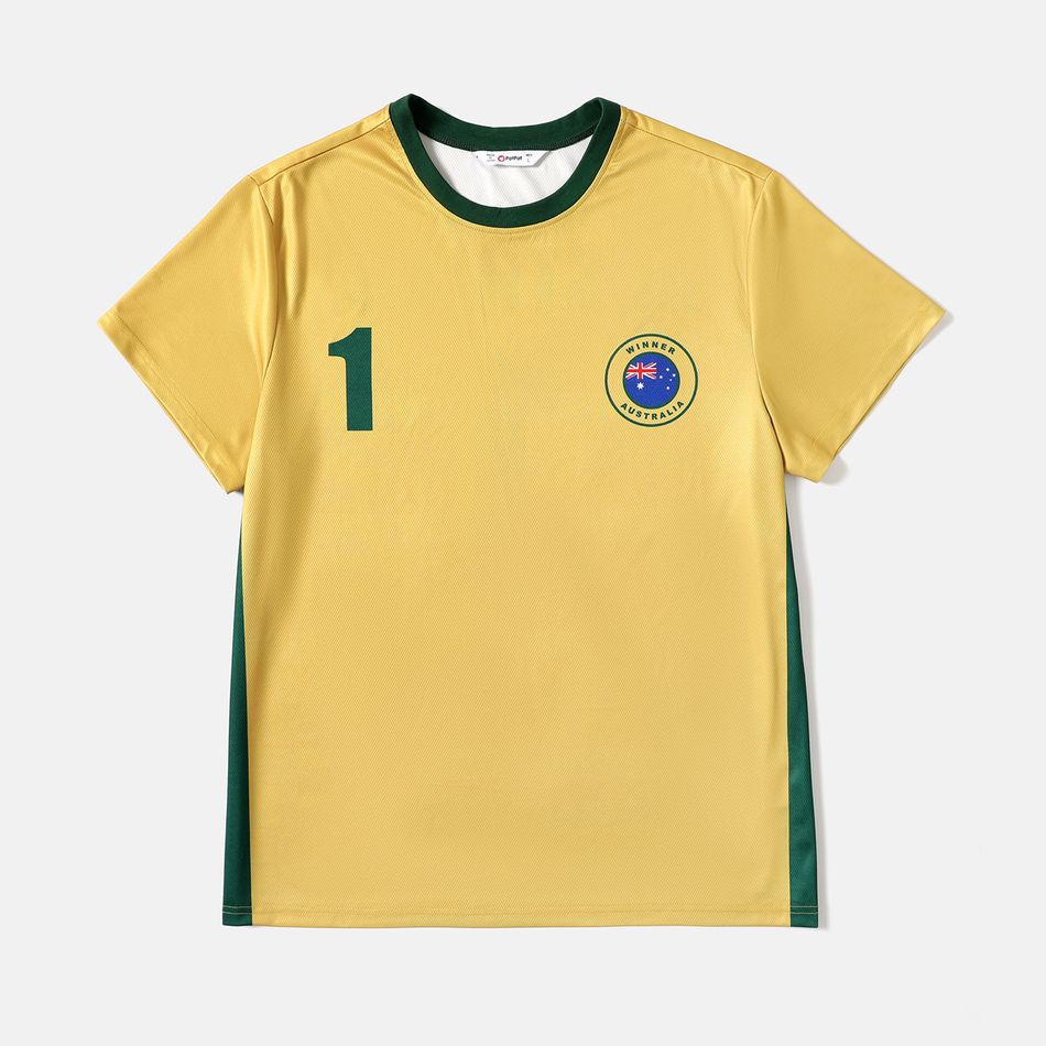Family Matching Yellow Short-sleeve Graphic Football T-shirts (Australia) Yellow big image 4