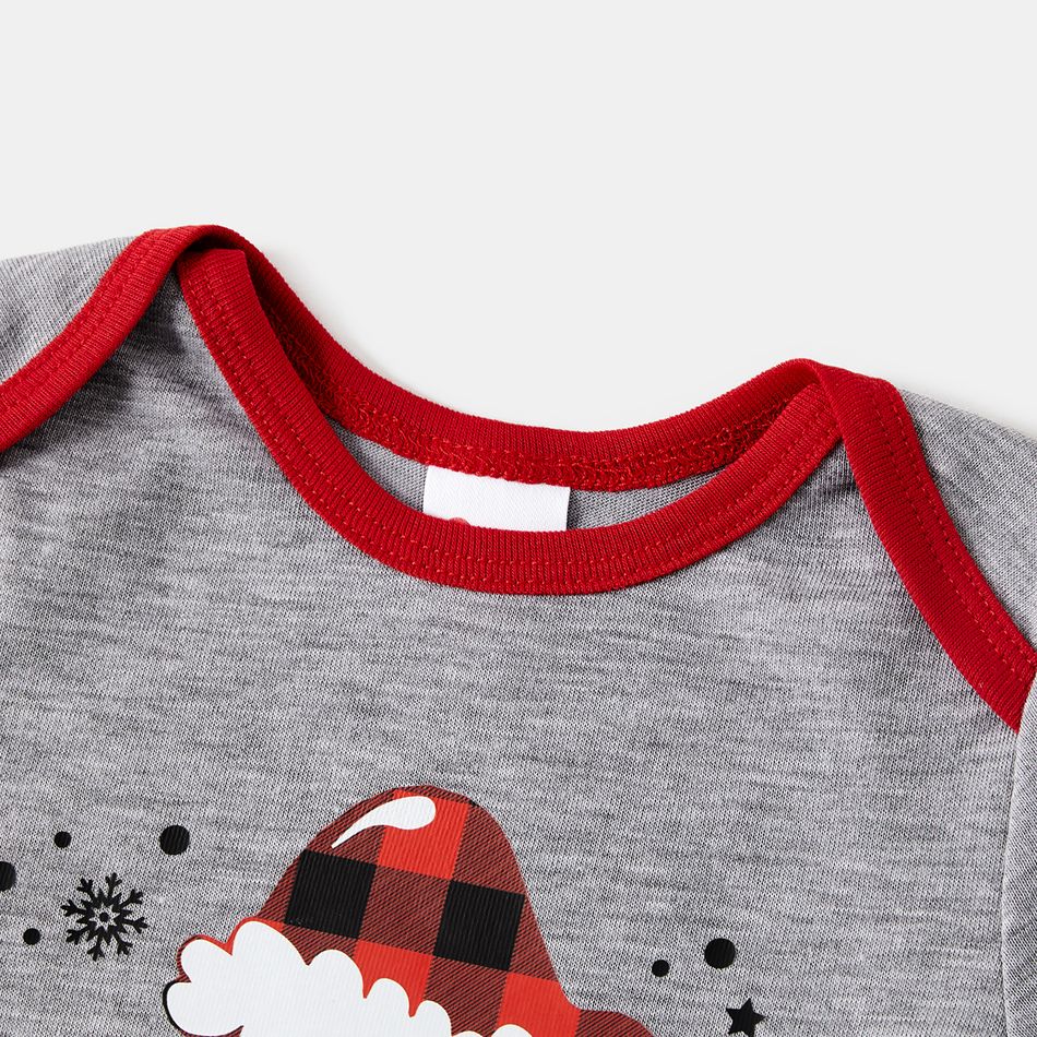 Christmas Family Matching Short-sleeve Graphic Print Red Plaid Pajamas Sets (Flame Resistant) redblack big image 12