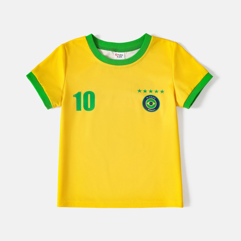 Family Matching Short-sleeve Graphic Yellow Soccer T-shirts (Brazil) Yellow big image 8
