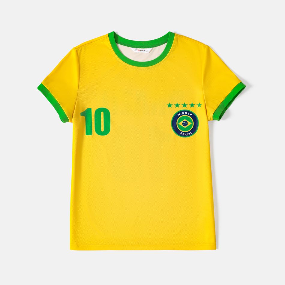 Family Matching Short-sleeve Graphic Yellow Soccer T-shirts (Brazil) Yellow big image 7