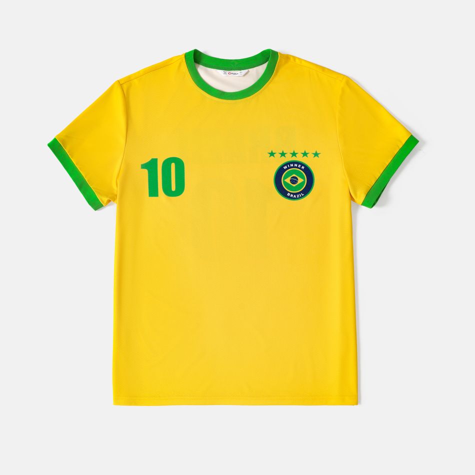 Family Matching Short-sleeve Graphic Yellow Soccer T-shirts (Brazil) Yellow big image 6