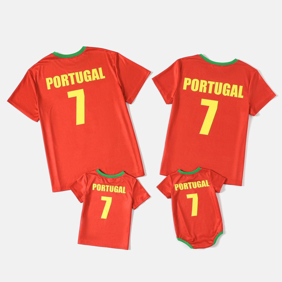 Family Matching Short-sleeve Graphic Red Soccer T-shirts (Portugal) Red big image 2
