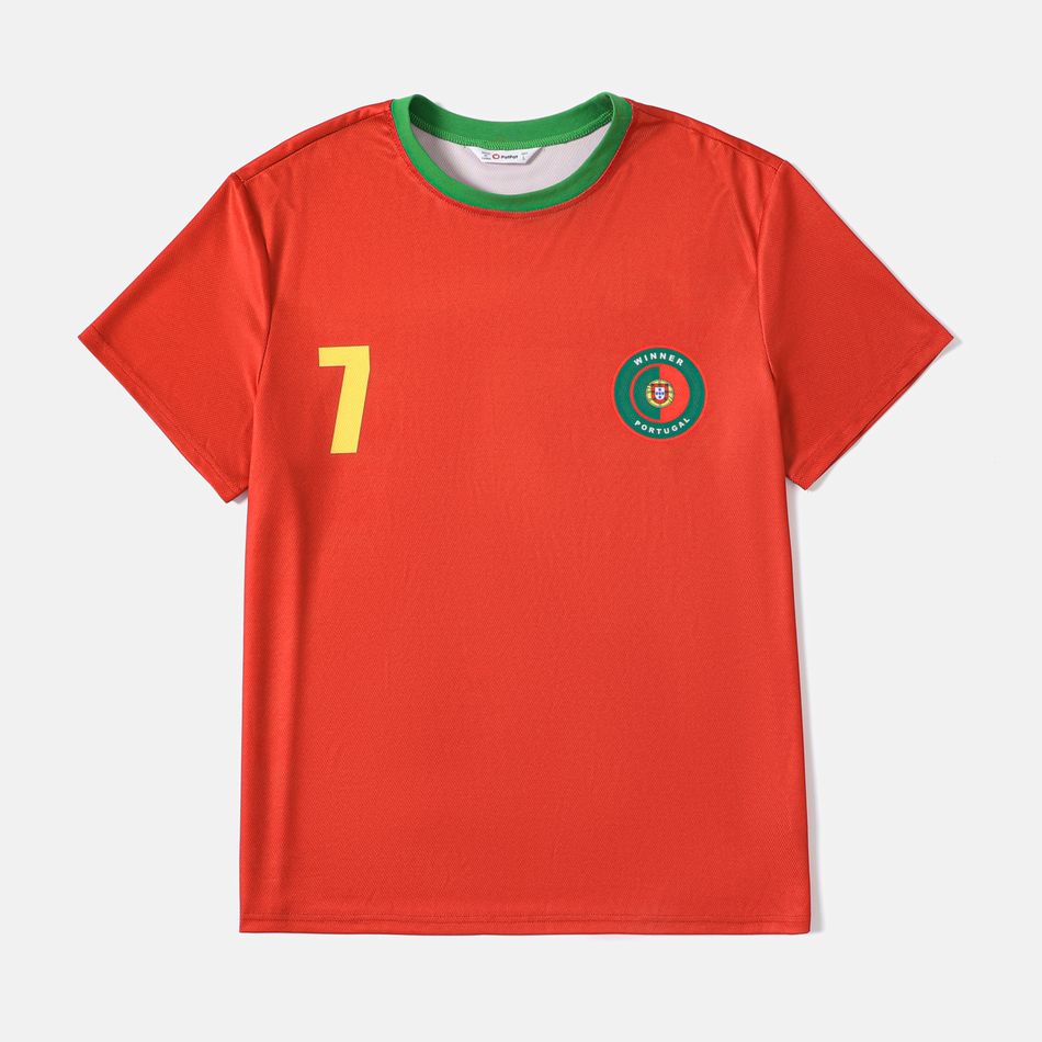 Family Matching Short-sleeve Graphic Red Soccer T-shirts (Portugal) Red big image 6