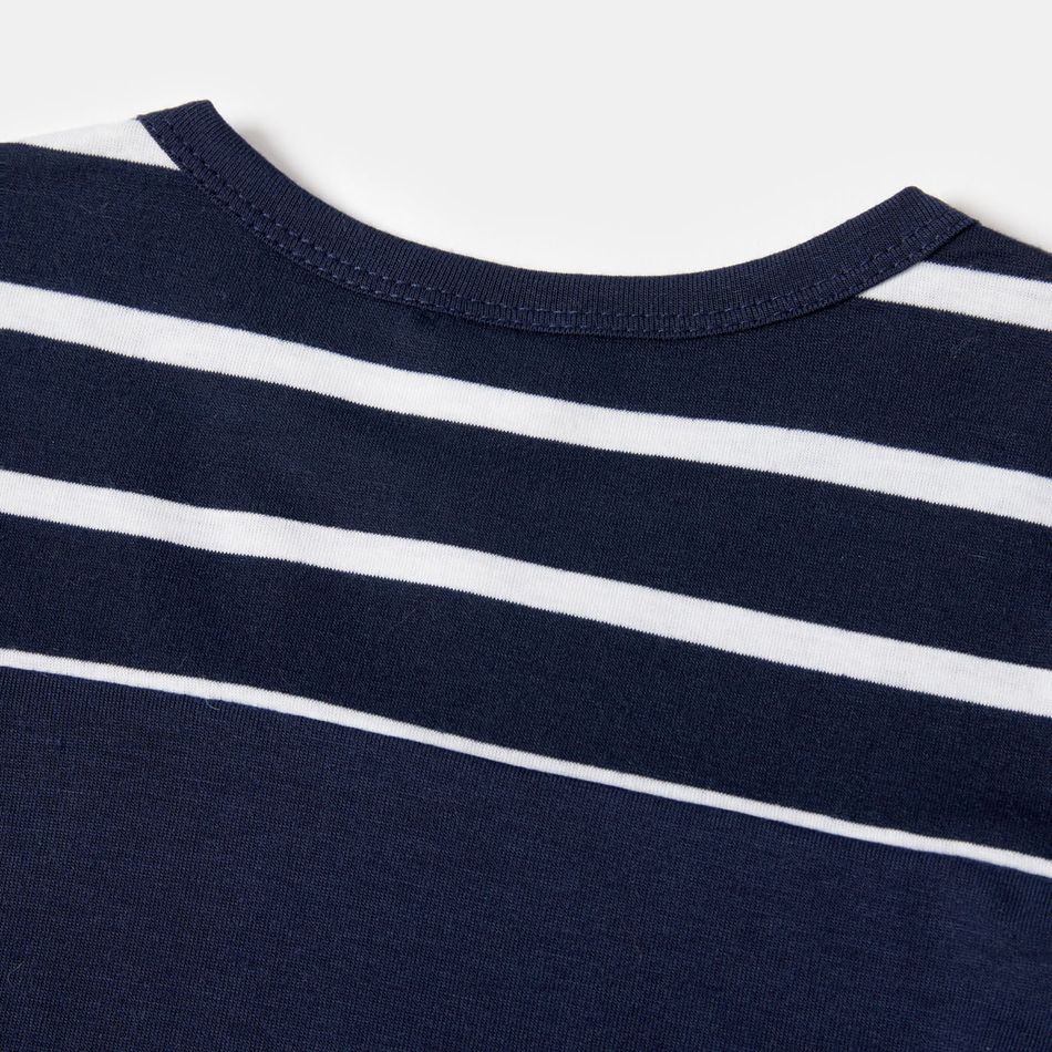 Family Matching Striped Spliced Dresses and Short-sleeve T-shirts Sets Blue big image 9