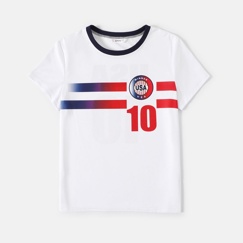 Family Matching Short-sleeve Graphic White Soccer T-shirts (USA) White big image 9