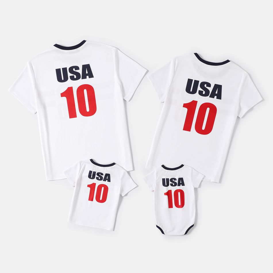 Family Matching Short-sleeve Graphic White Soccer T-shirts (USA) White big image 2