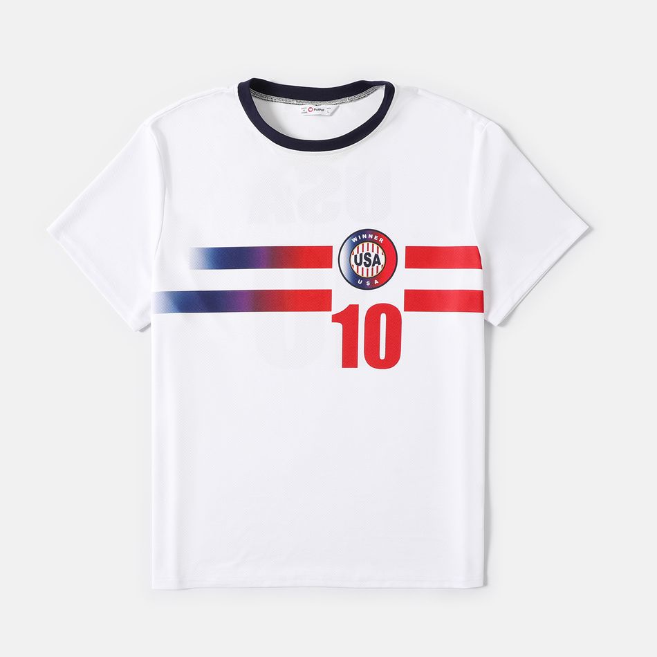 Family Matching Short-sleeve Graphic White Soccer T-shirts (USA) White big image 8