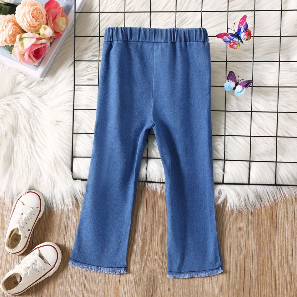 Kleinkinder Mädchen Ausgestellter Kragen Kindlich Schmetterling Jeans blau big image 2