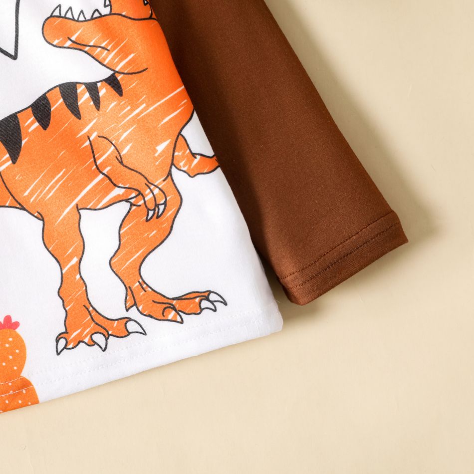 Toddler Boy Animal Dinosaur Print Long Raglan Sleeve Tee Brown big image 5