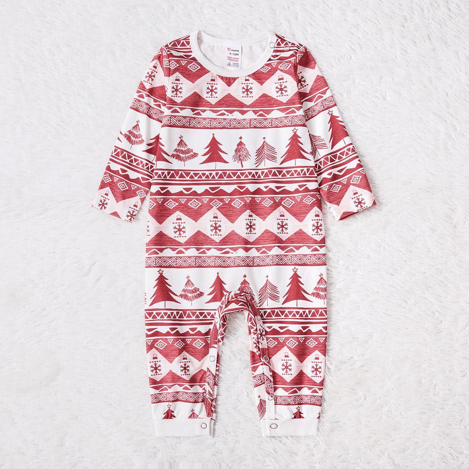 Christmas Family Matching Allover Xmas Tree Print Long-sleeve Naia Pajamas Sets (Flame Resistant) Cameo brown big image 8