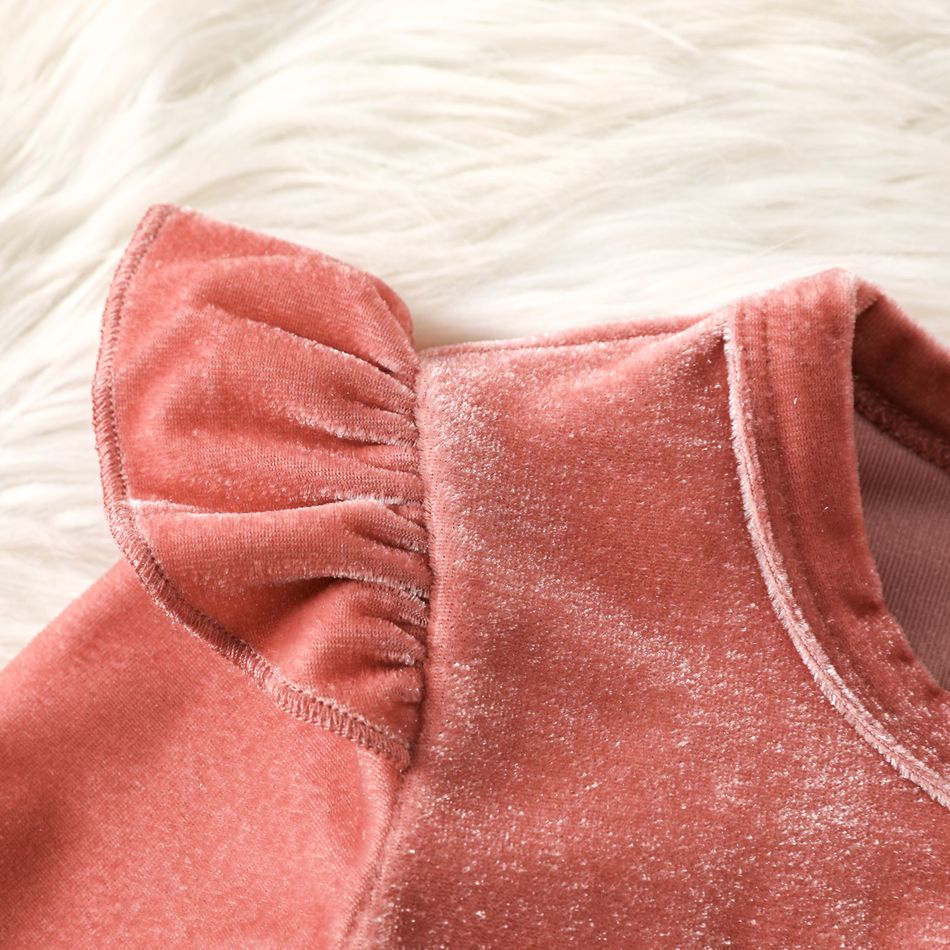 2 Stück Kleinkinder Mädchen Flatterärmel Süß Sweatshirt-Sets rosa big image 4