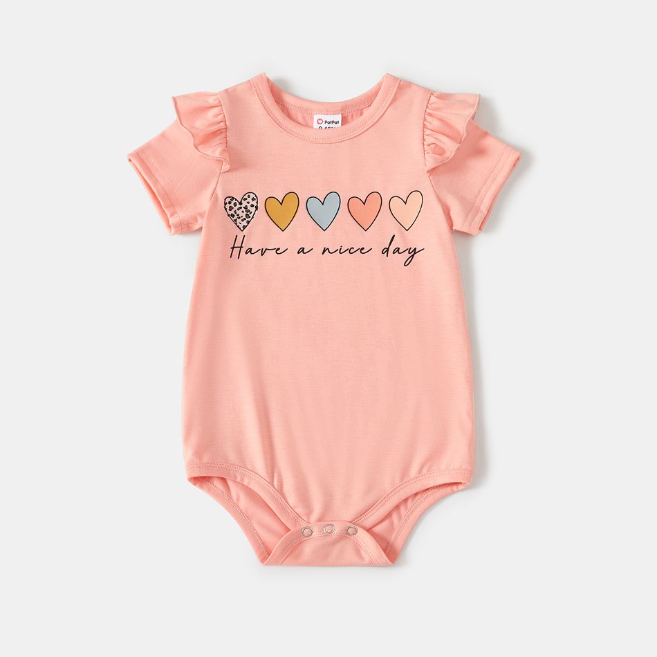Valentine's Day Family Matching Heart & Letter Print Short-sleeve T-shirts Colorful big image 7