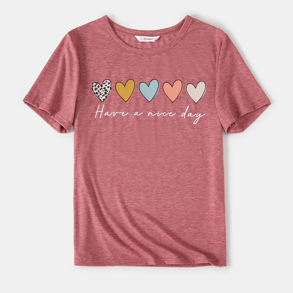 Valentine's Day Family Matching Heart & Letter Print Short-sleeve T-shirts Colorful big image 2