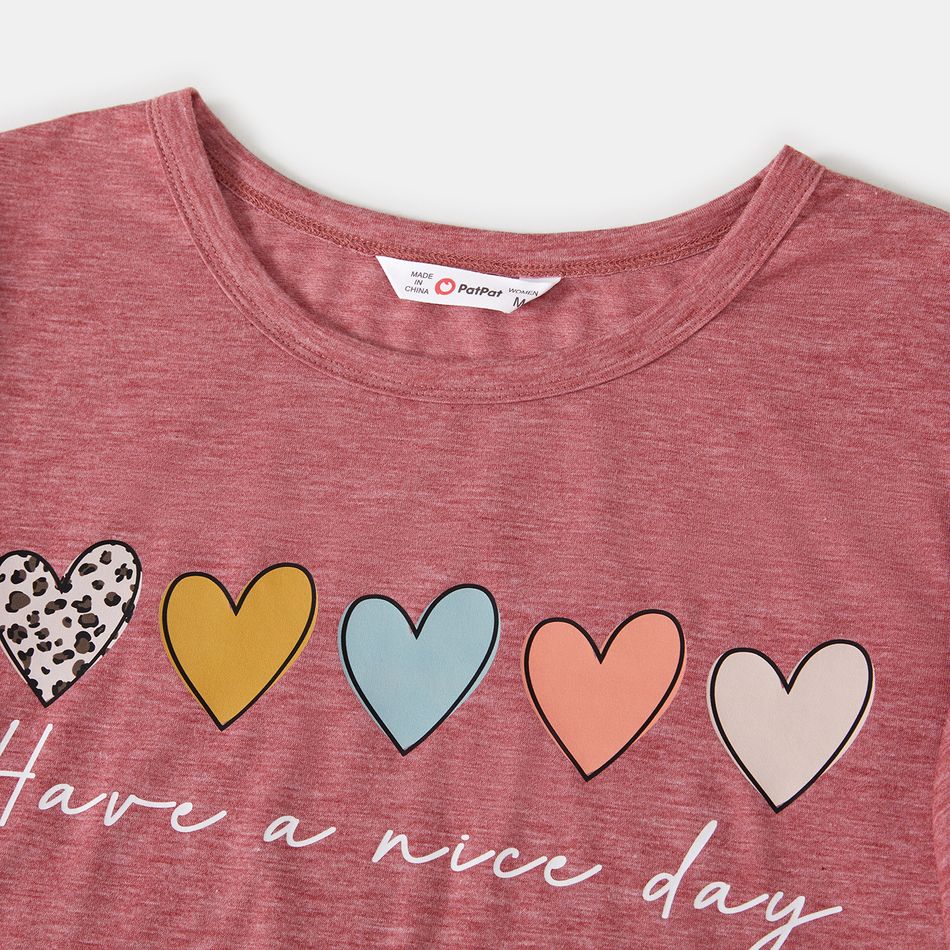 Valentine's Day Family Matching Heart & Letter Print Short-sleeve T-shirts Colorful big image 3