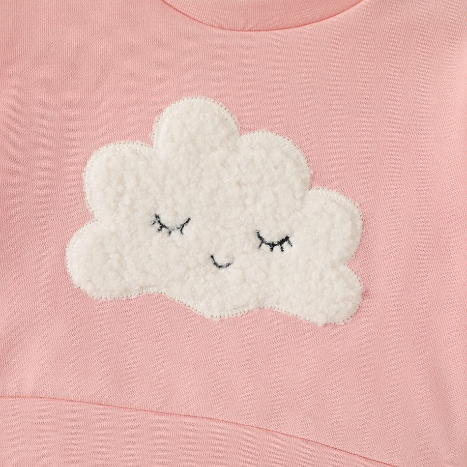 Baby Girl Cloud Embroidered Pink Long-sleeve Sweatshirt Pink big image 4