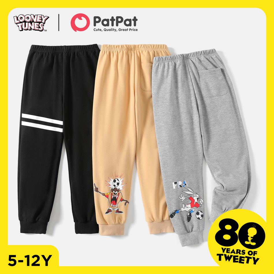 Looney Tunes Kid Boy/Girl Striped Elasticized Cotton Pants Khaki