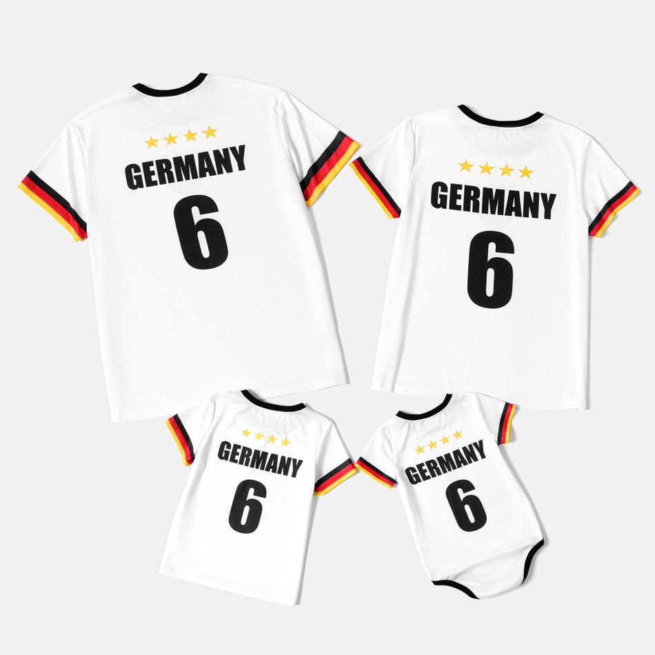 Family Matching Short-sleeve Graphic White Soccer T-shirts (Germany) Color block big image 2