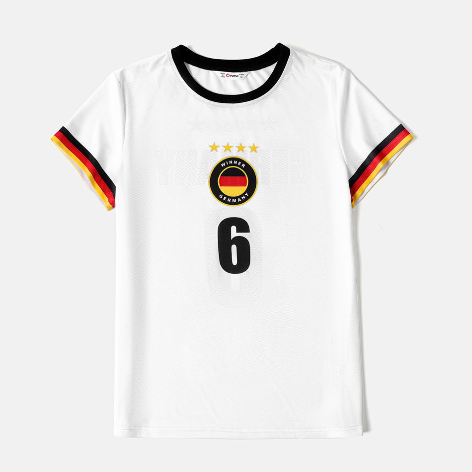 Family Matching Short-sleeve Graphic White Soccer T-shirts (Germany) Color block big image 9