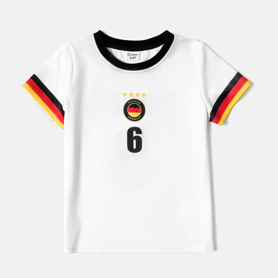 Family Matching Short-sleeve Graphic White Football T-shirts (Germany) Color block big image 10
